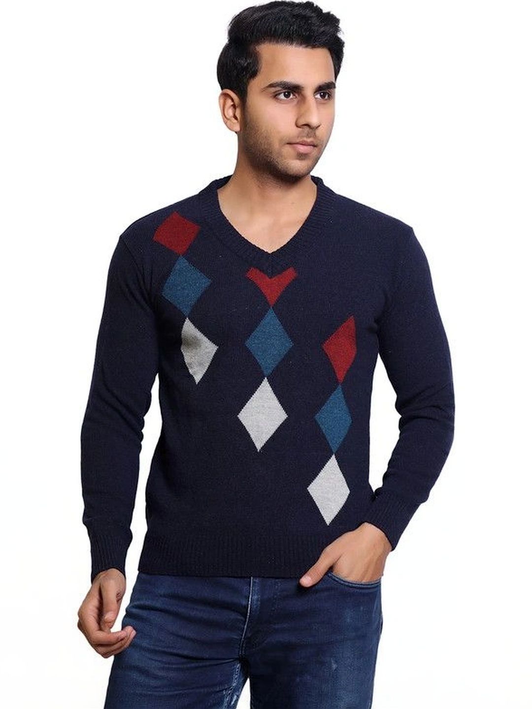 Grand Line Men Printed Woollen Pullover-image-1