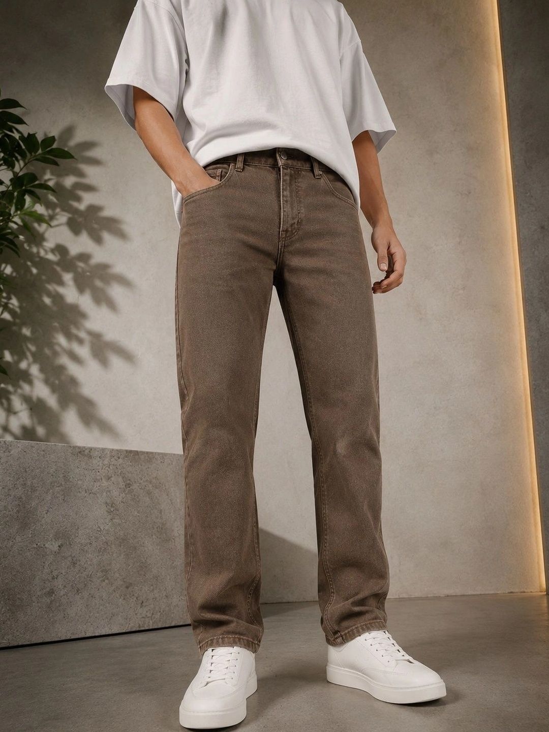 CINOCCI Men Straight Fit Mid-Rise Stretchable Jeans-picture-46