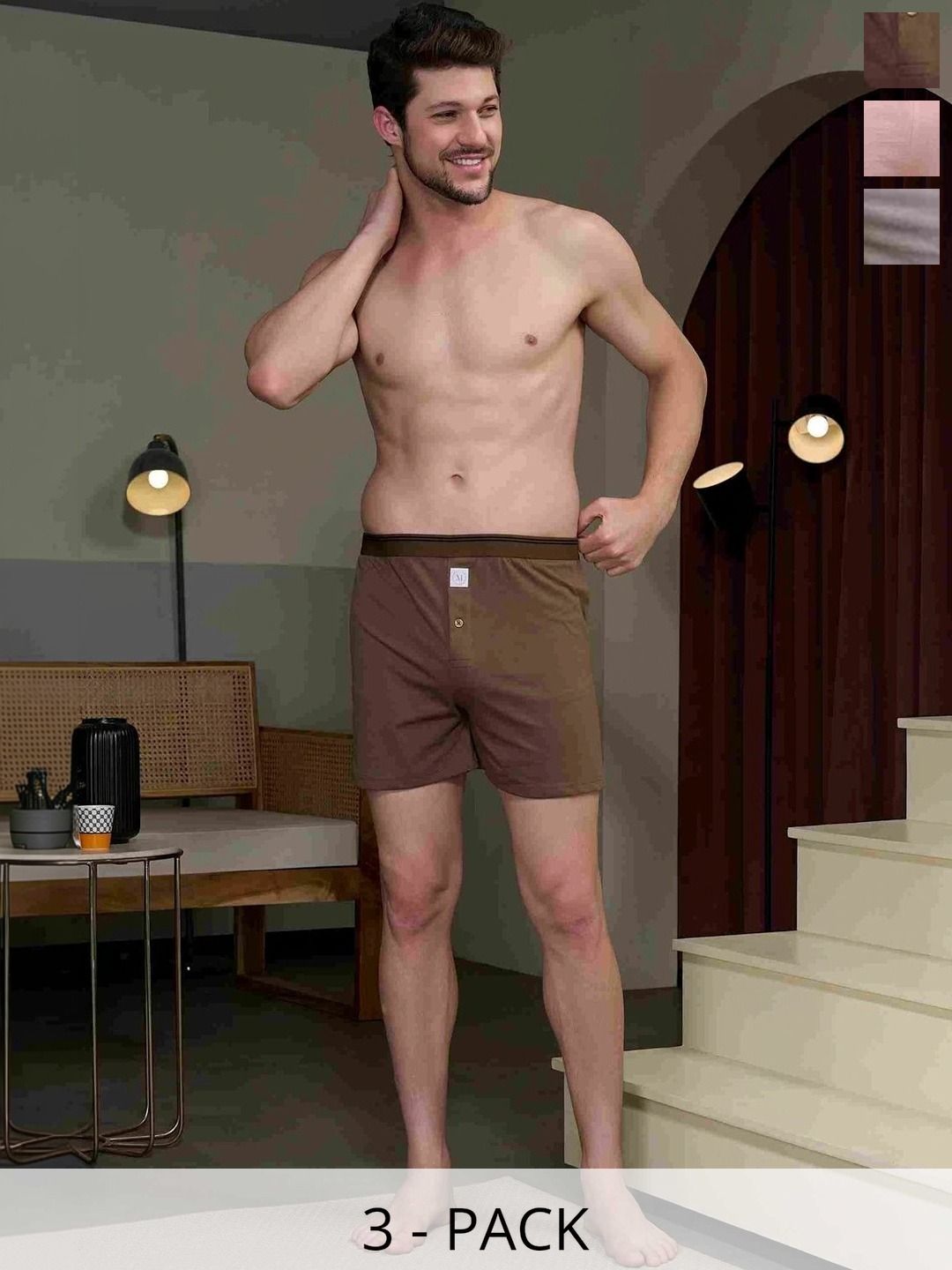 MAXZONE Pack Of 3 Pure Cotton Boxers-picture-1