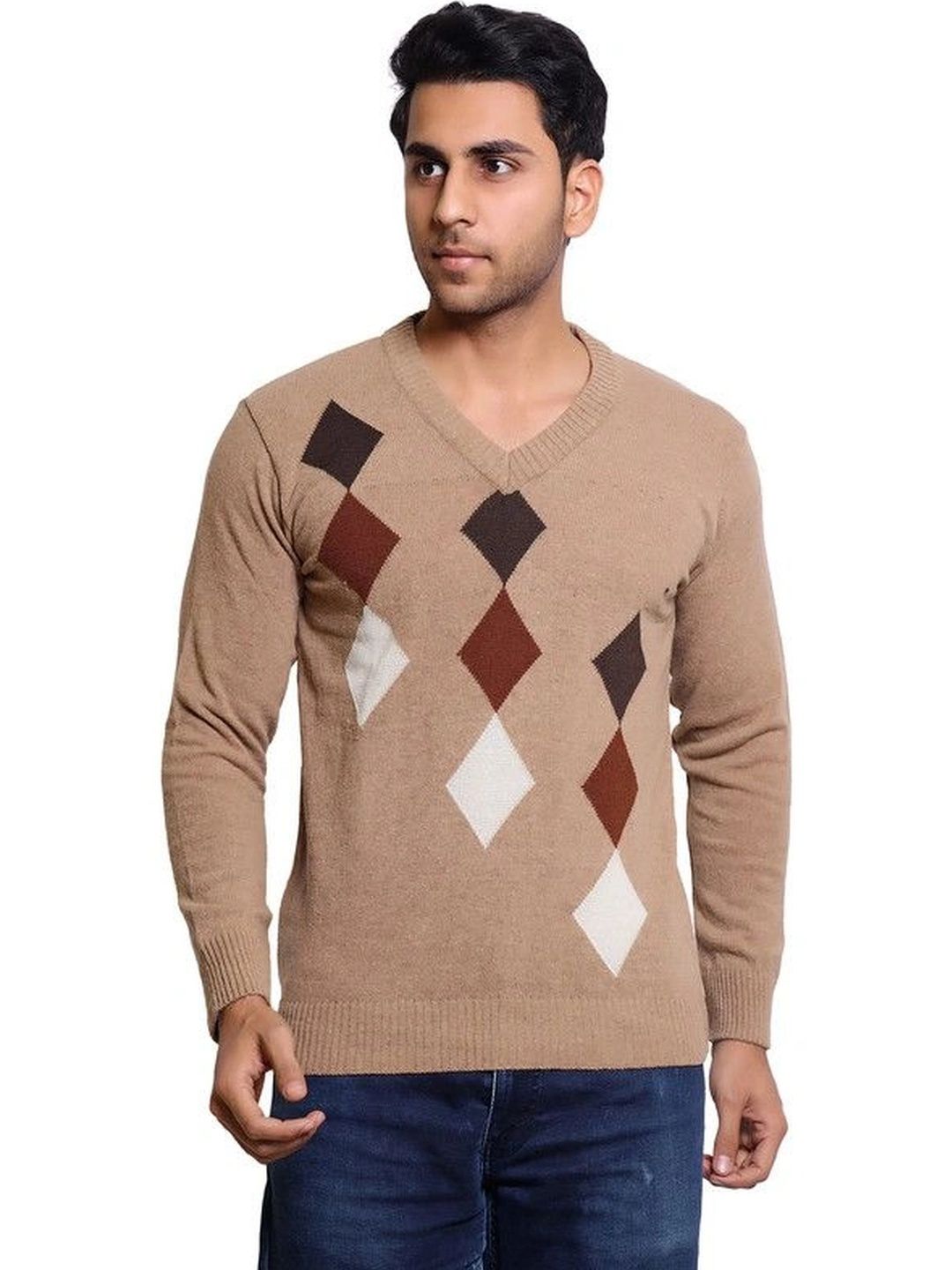 Grand Line Men Argyle Woollen Pullover-picture-22