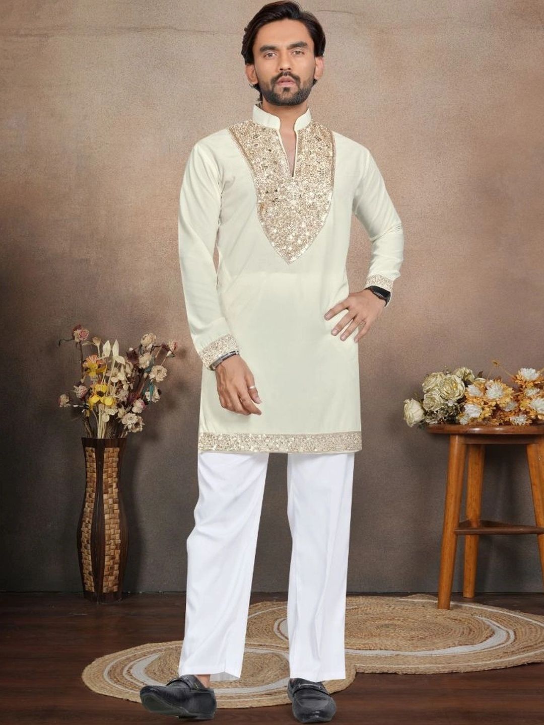 WELL TEX Men Embellished Sequinned Kurta-picture-31