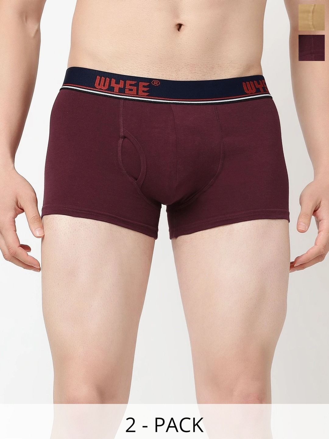 WYSE Pack of 2 Cotton Assorted Solid Trunks-picture-33