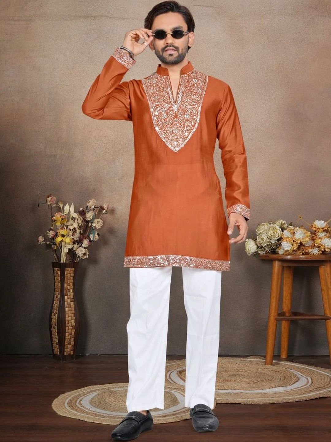 WELL TEX Men Embellished Mirror Work Kurta-picture-46