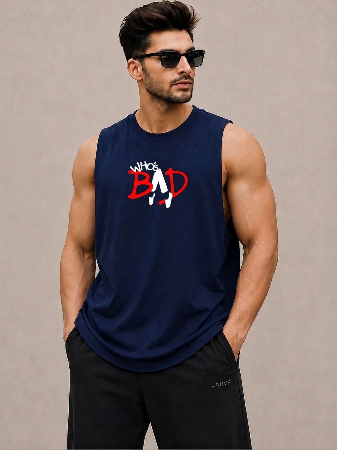 Moda Rapido Printed Cotton Blend Gym Vest-picture-17