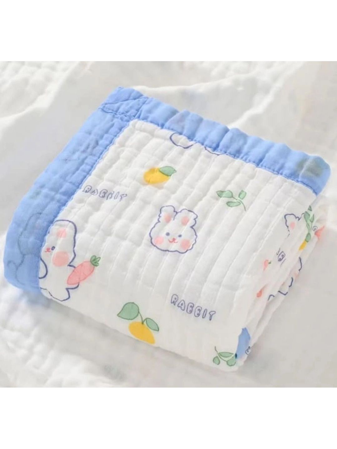 BABY MUSLIN Blue & White 1 Printed Cotton 300 GSM Bath Towel-picture-19