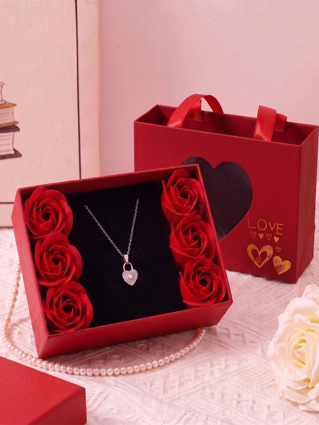 Ascension Red Rose with Heart Pendant Necklace-picture-20