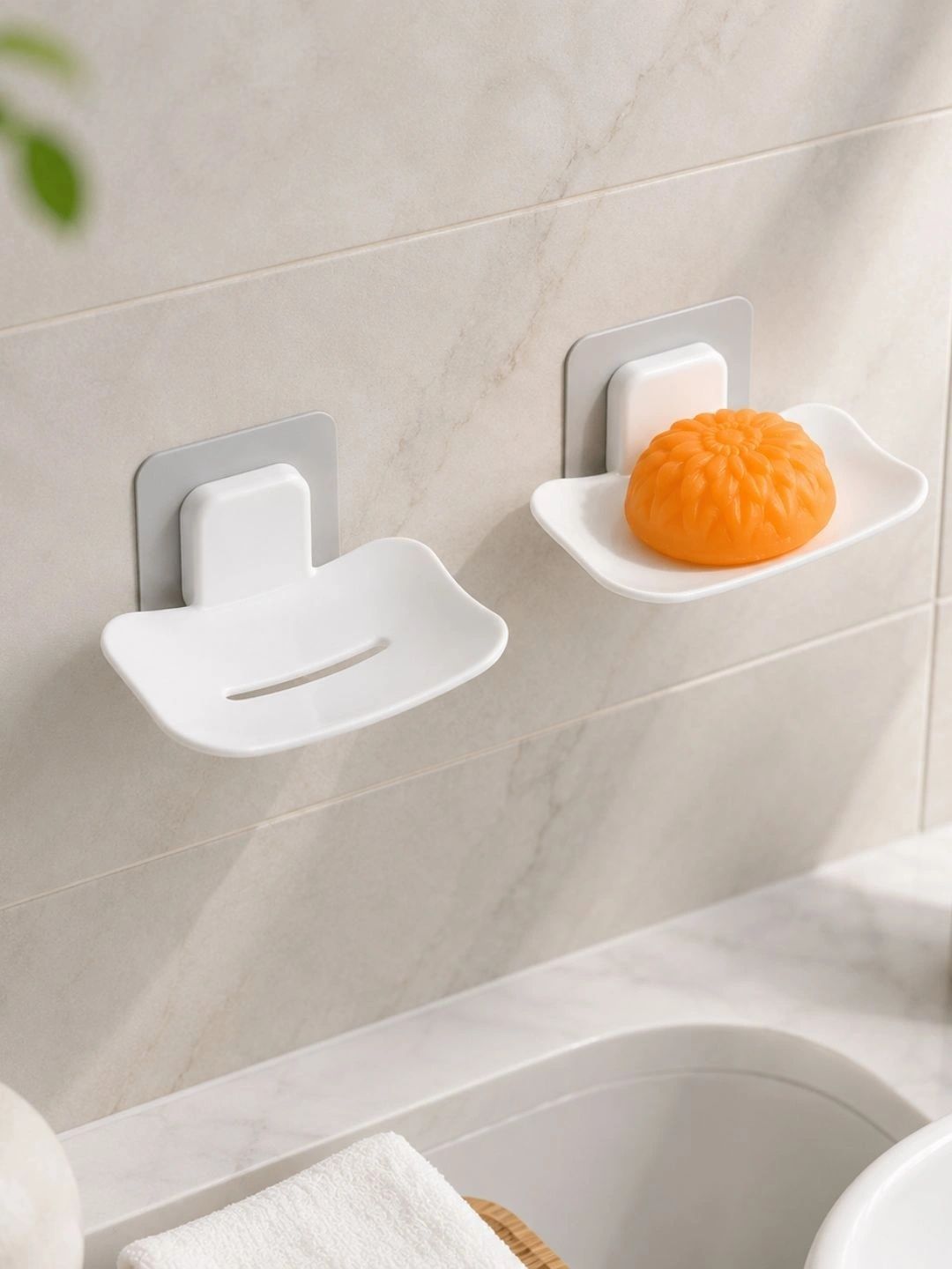 Klivon White 2 piece Solid Plastic Soap Dish-picture-22