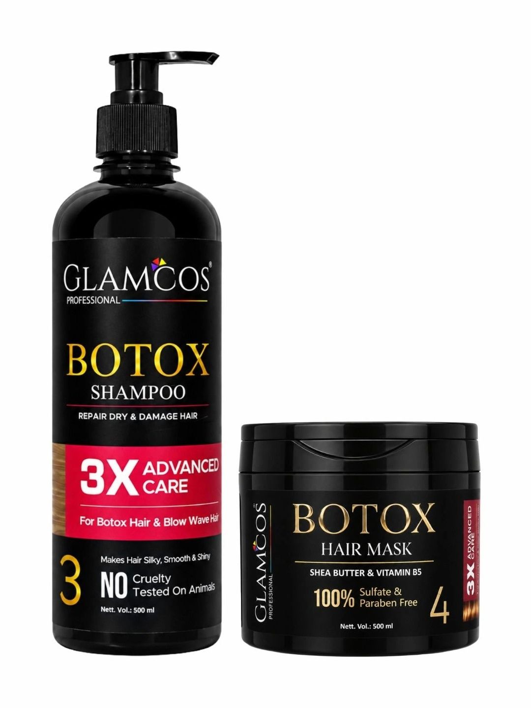 Glamcos Professional Set Of 2 Botox Shampoo & Mask - 500 ml Each-picture-23