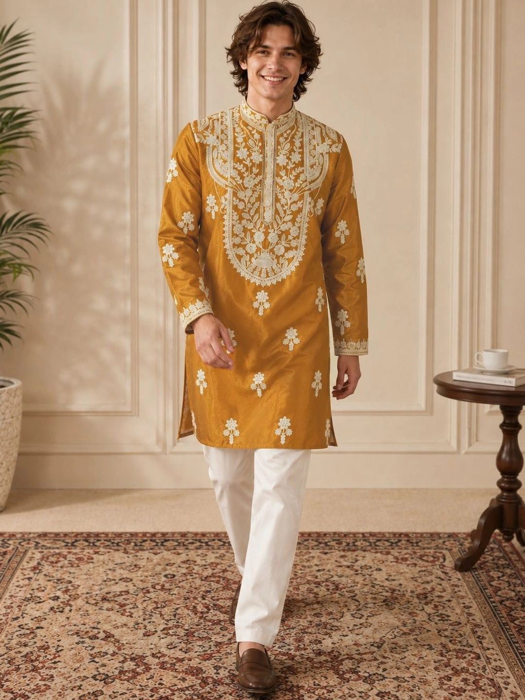 House of Pataudi Men Embellished Thread Work Grandeur & Majestic Artwork Kurta-picture-51
