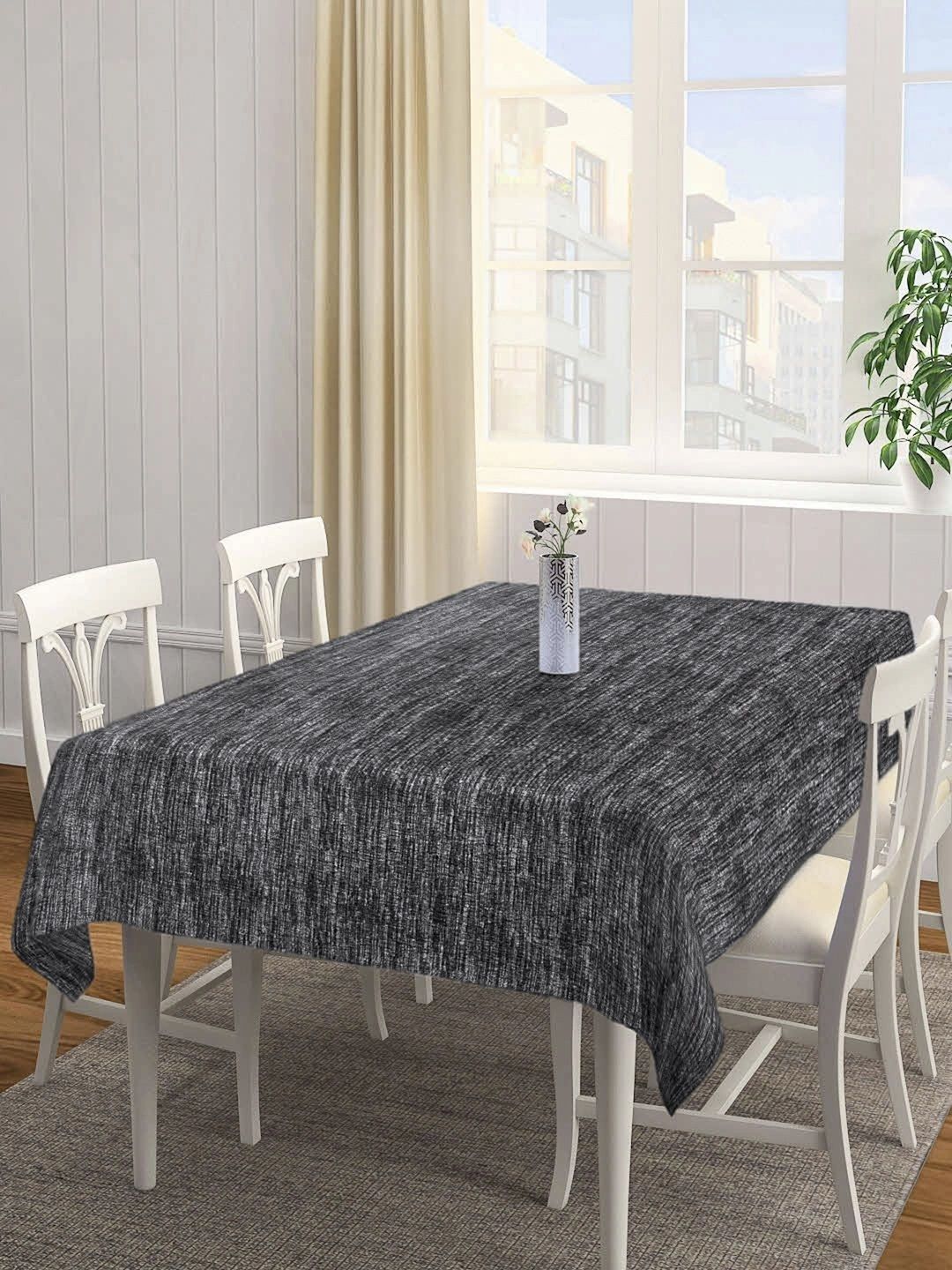 Myntra Elegant Homes Black Cotton 6-Seater Table Cover with Textured details-picture-57