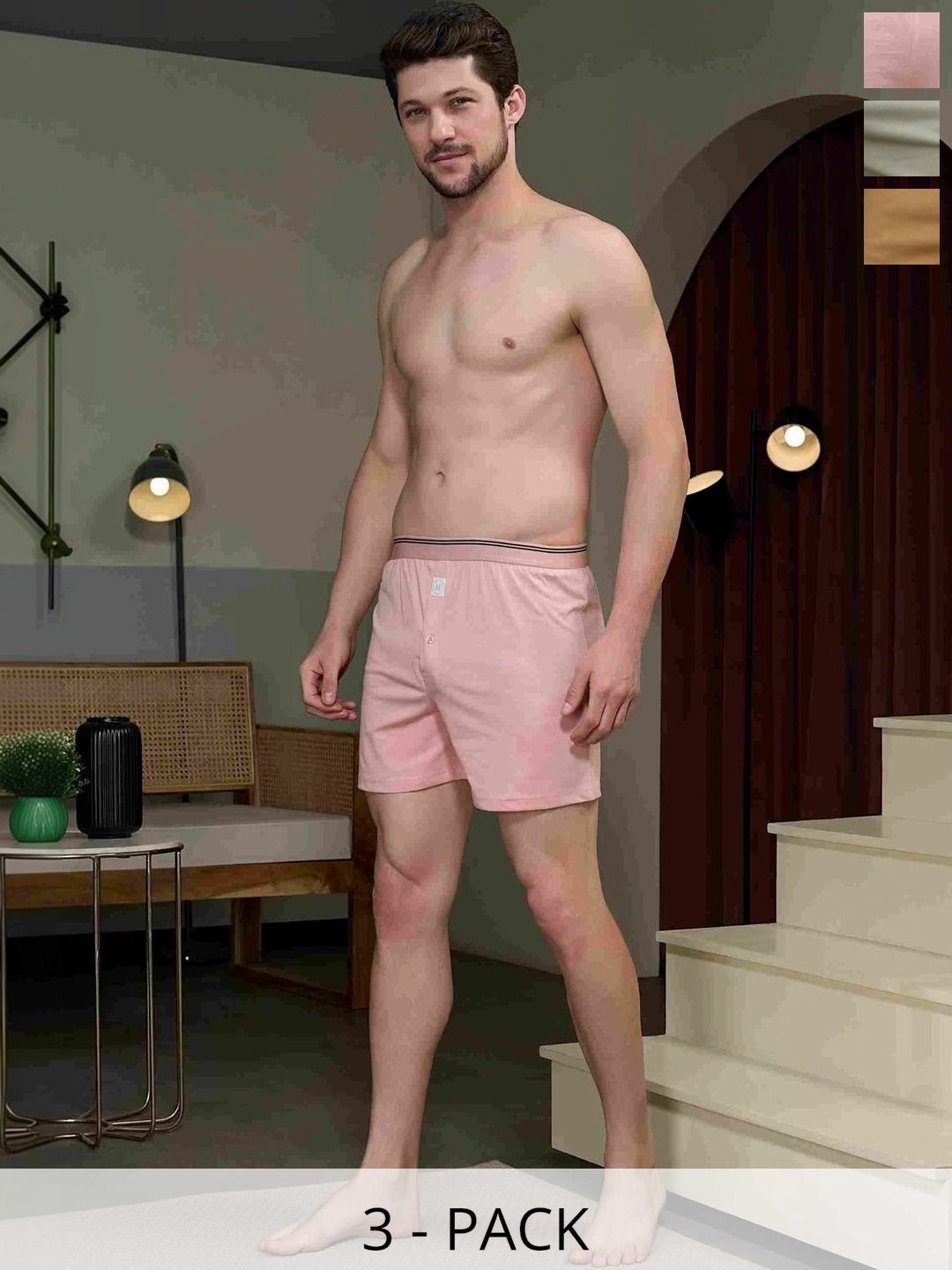 MAXZONE Pack Of 3 Pure Cotton Boxers-picture-44