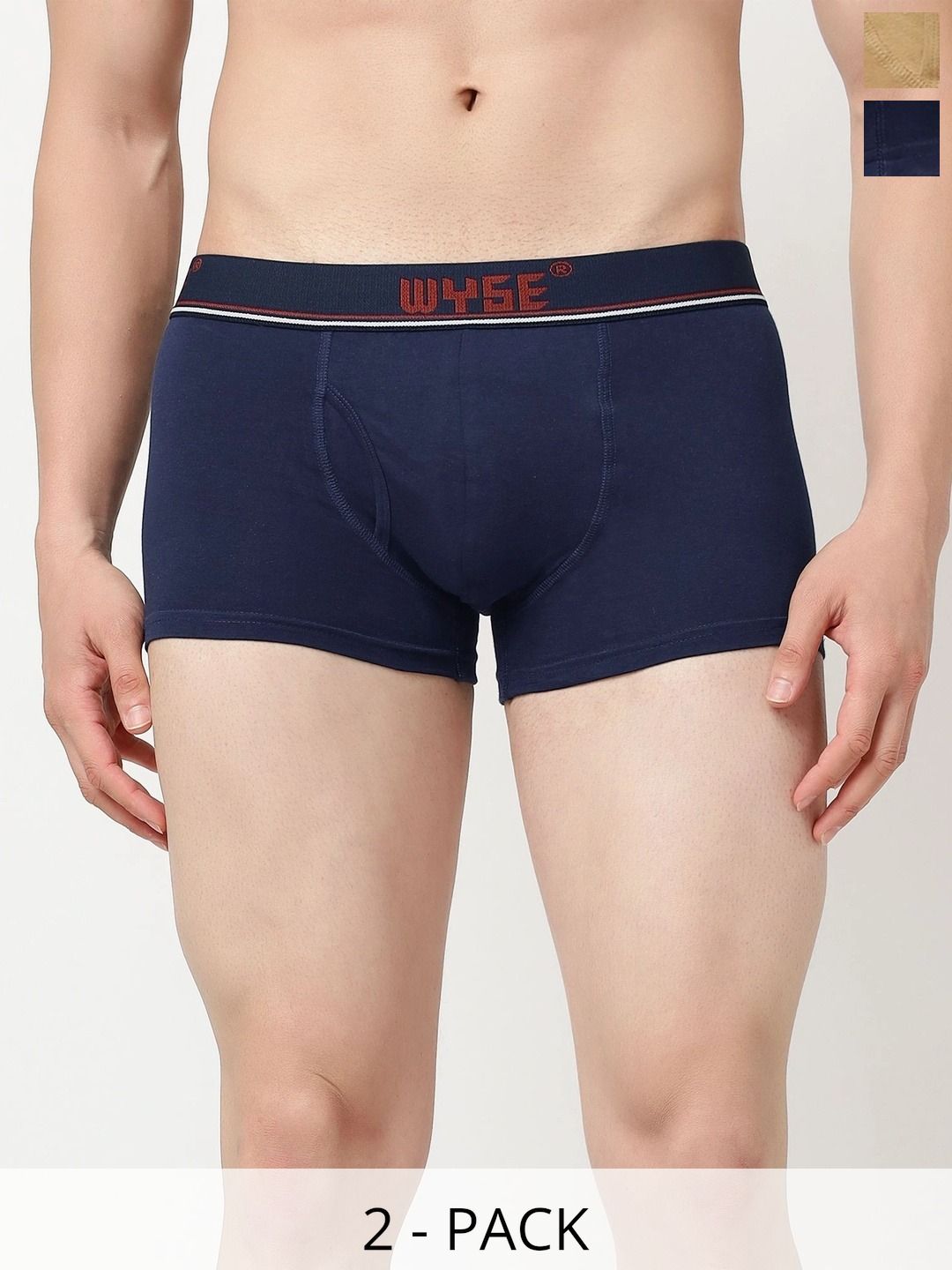 WYSE Pack of 2 Cotton Assorted Solid Trunks-picture-50