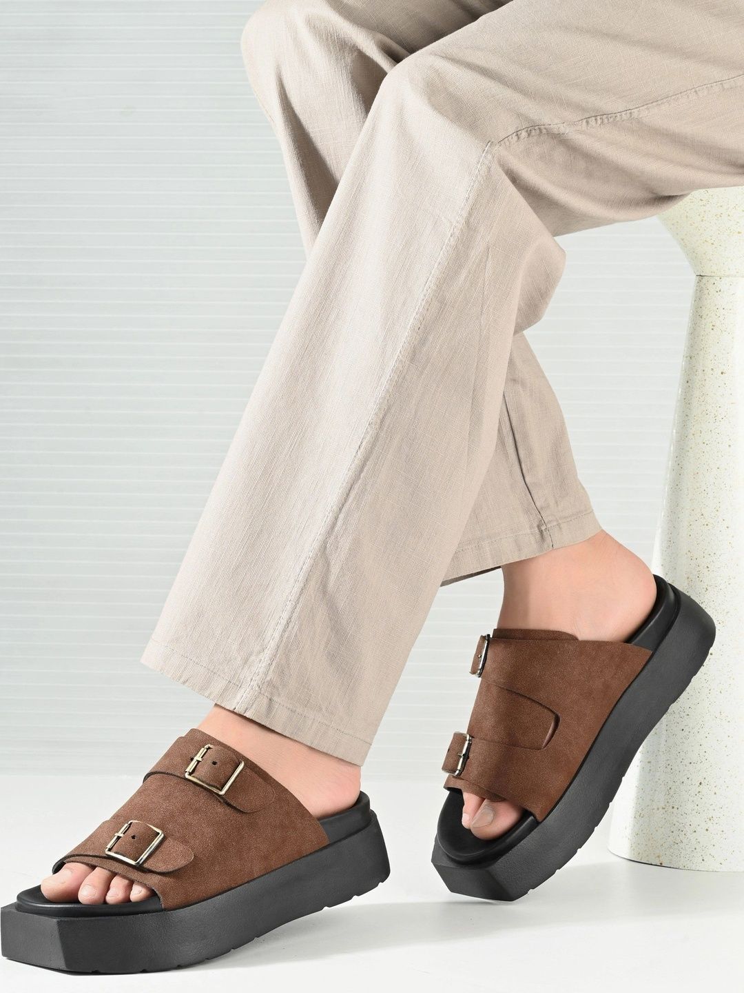 Roadster Men Open-Toe Sliders with Buckle Closure-picture-49