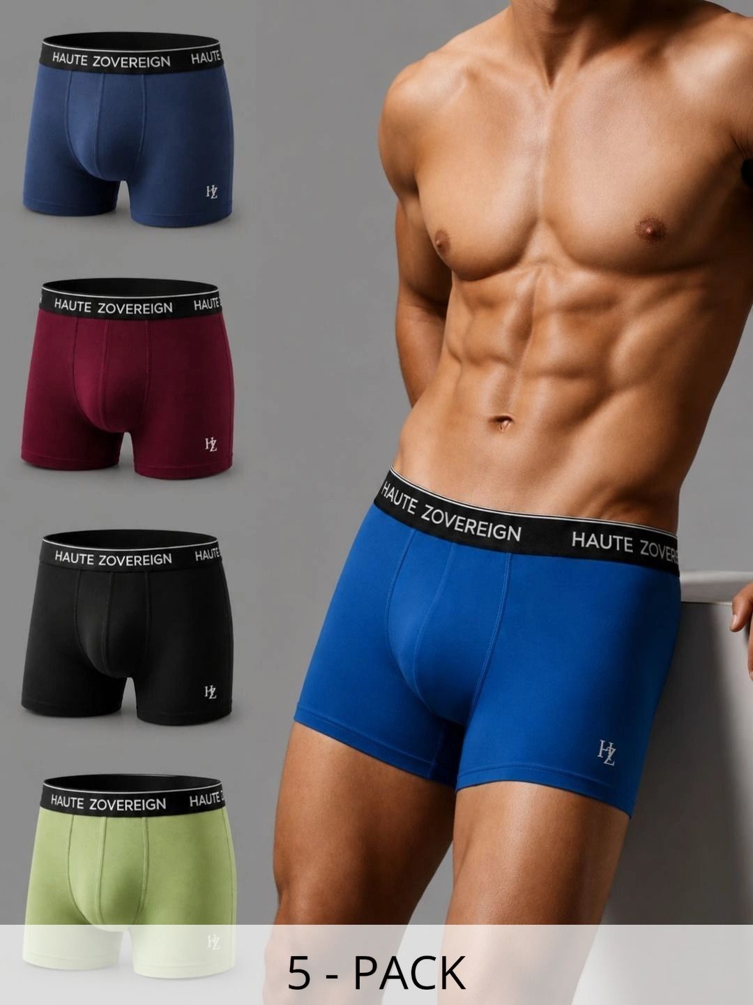 Haute Zovereign Pack of 5 Modal Solid Trunks-picture-23