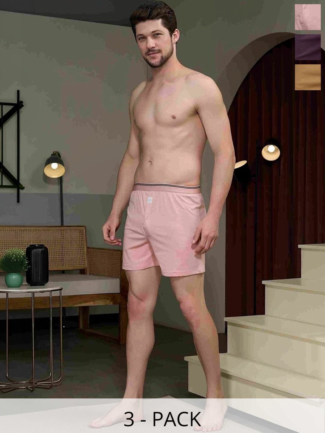 MAXZONE Pack Of 3 Pure Cotton Boxers-picture-8