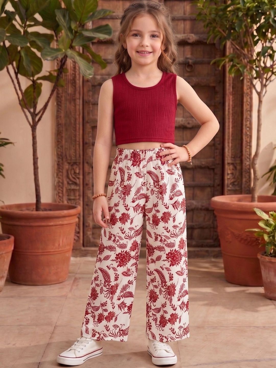 White World Girls Top with Trousers-picture-18