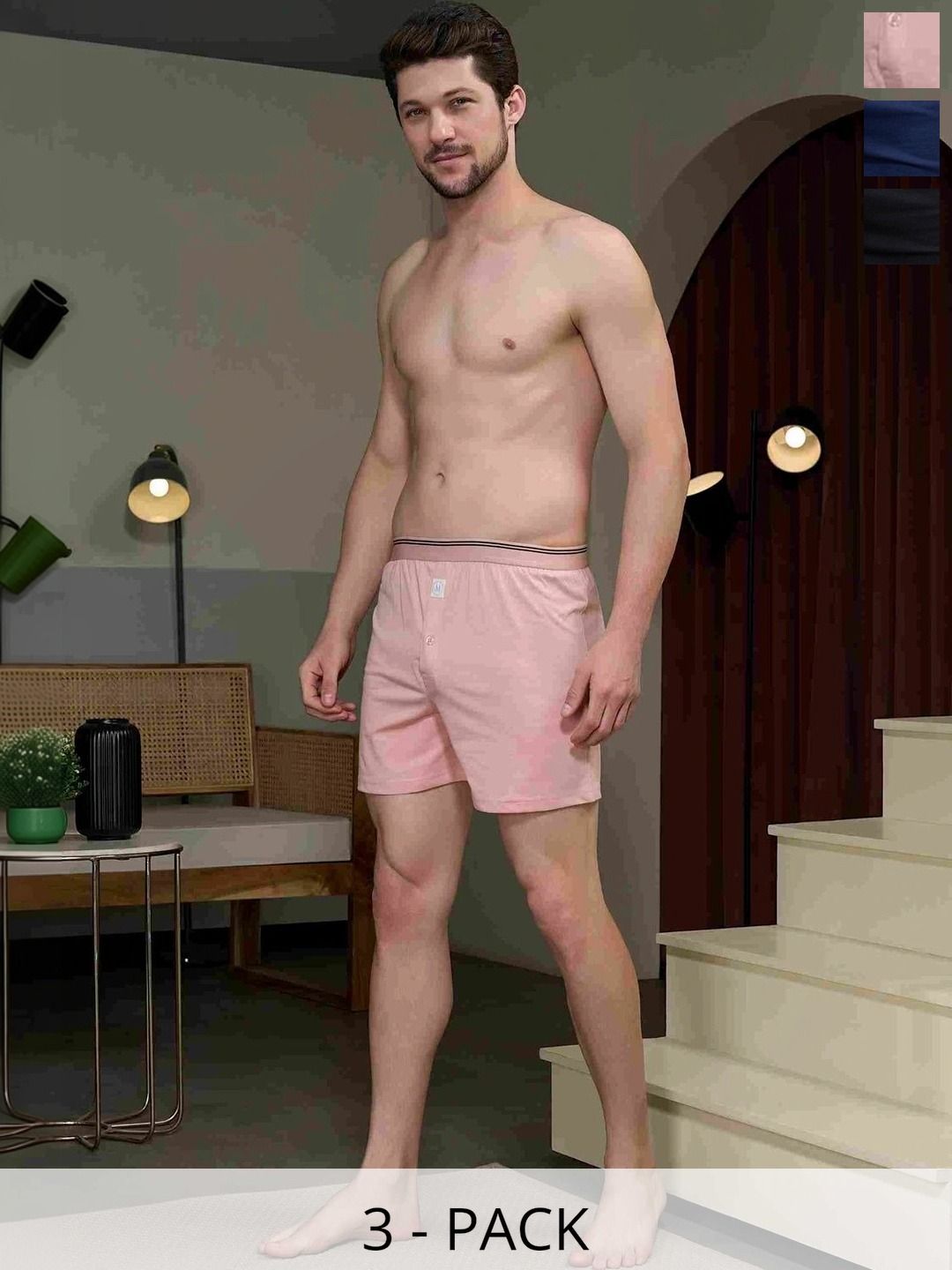 MAXZONE Pack Of 3 Pure Cotton Boxers-picture-29