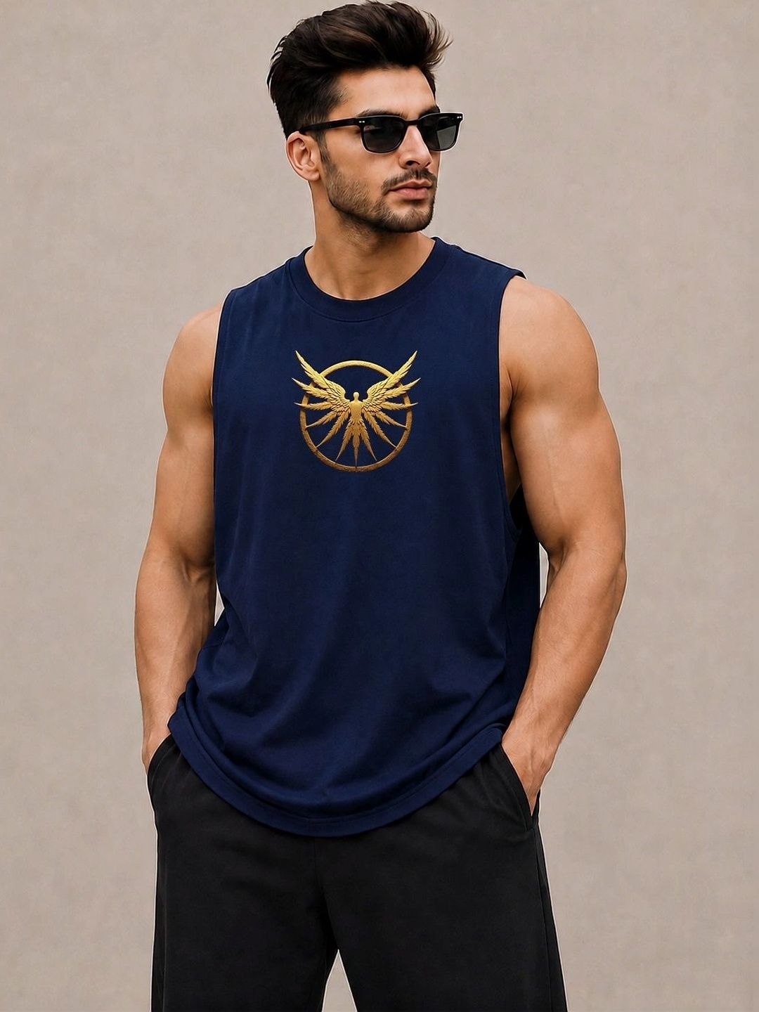 Moda Rapido Printed Cotton Blend Gym Vest-picture-15