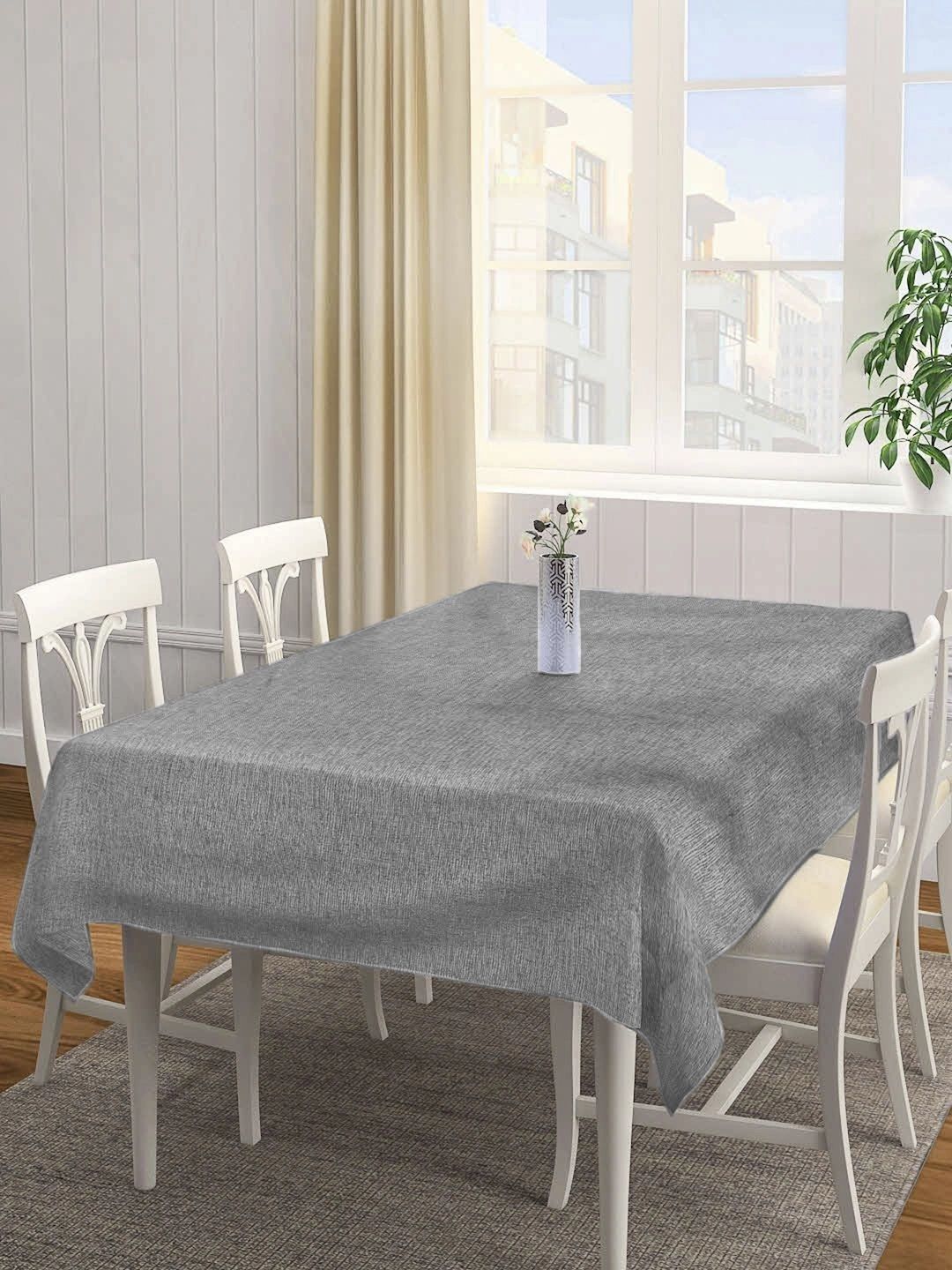 Myntra Elegant Homes Grey Cotton 6-Seater Table Cover with Textured details-image-34