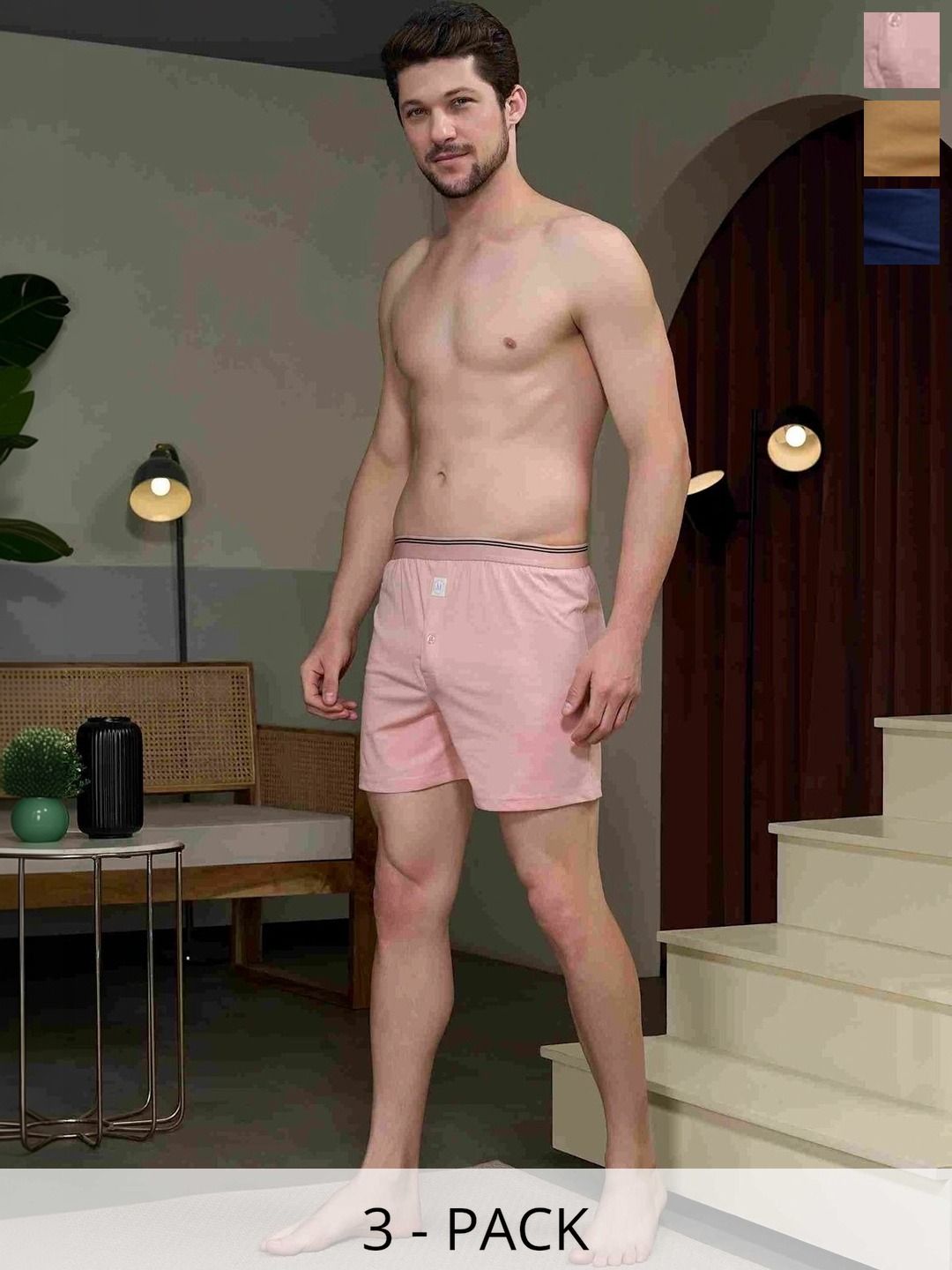 MAXZONE Pack Of 3 Pure Cotton Boxers-picture-35