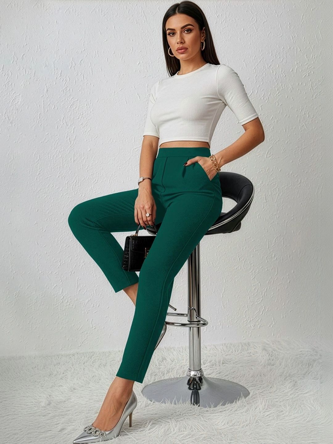 Maheshvi Women Straight Fit High-Rise Trousers-picture-15
