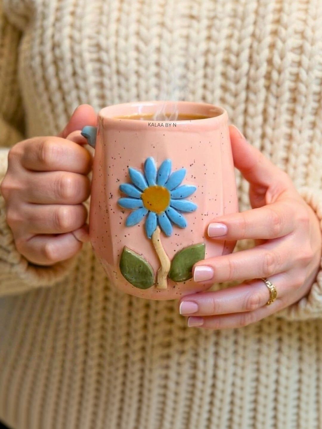 Kalaa By N Pink Floral Printed Ceramic Glossy Mugs Set of Cups and Mugs-picture-50