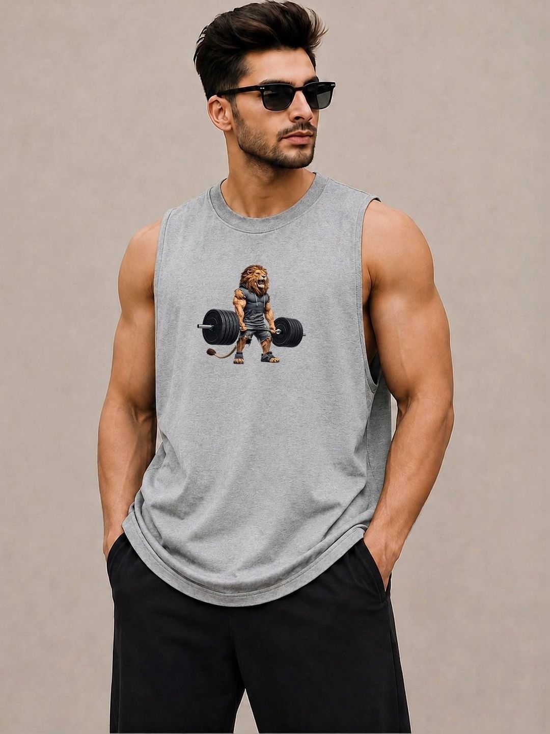 Moda Rapido Printed Cotton Blend Gym Vest-picture-14