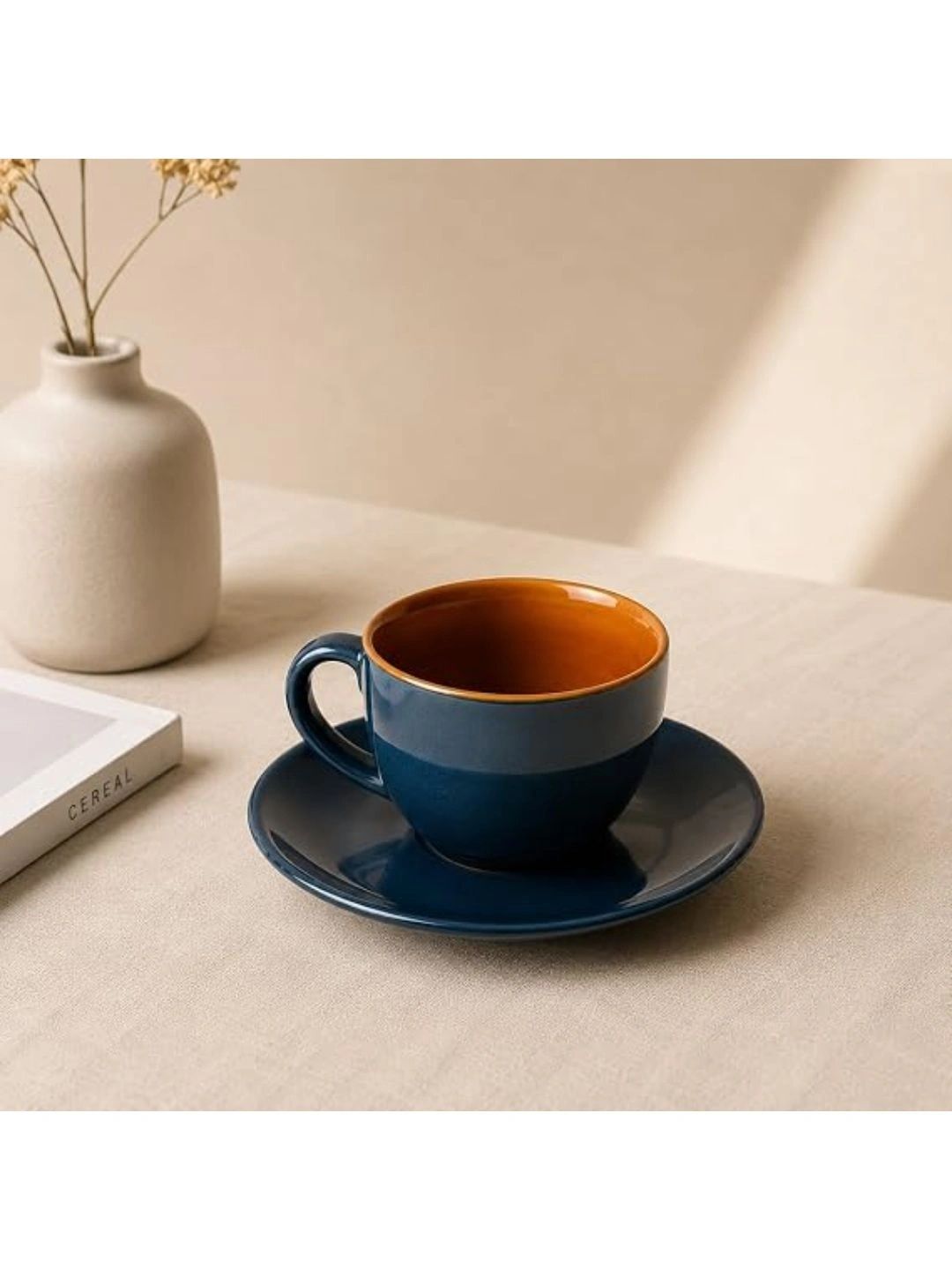nestcase Blue Crafted Ceramics Solid Ceramic Glossy Cups Set of Cups and Mugs-image-43