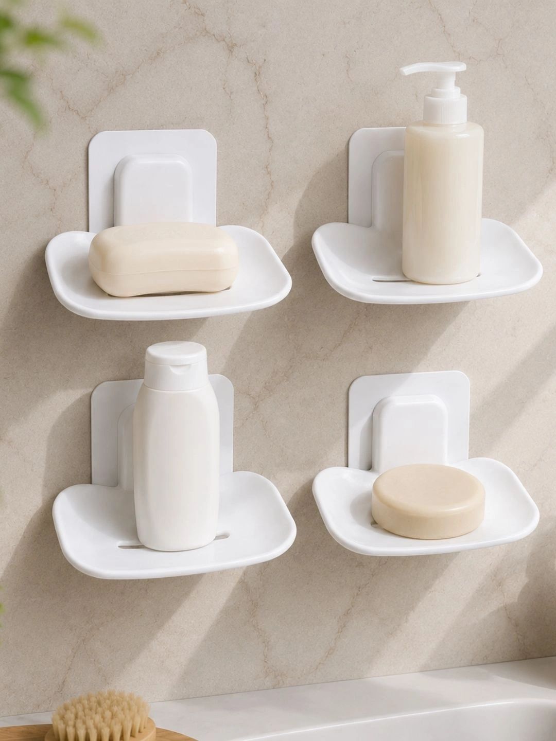 Klivon White 4 piece Solid Plastic Soap Dish-picture-16