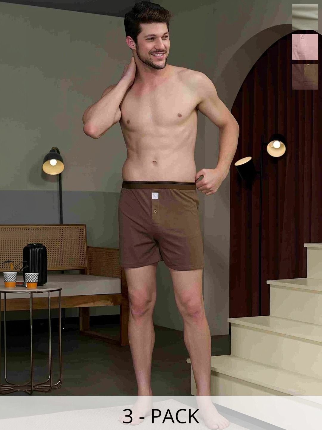 MAXZONE Pack Of 3 Pure Cotton Boxers-picture-30