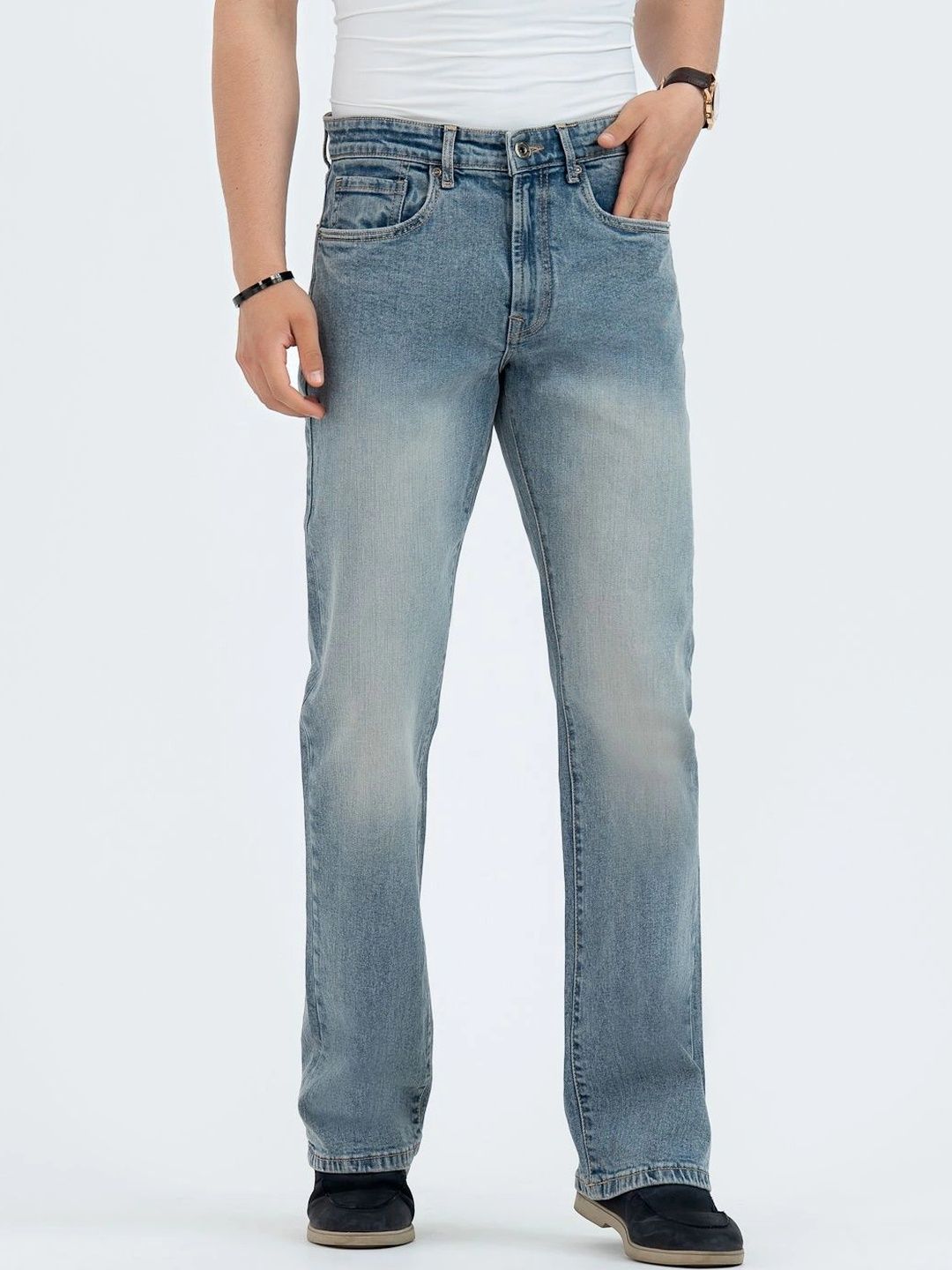 Red Tape Men Bootcut Mid-Rise Low Distress Stretchable Jeans-image-11