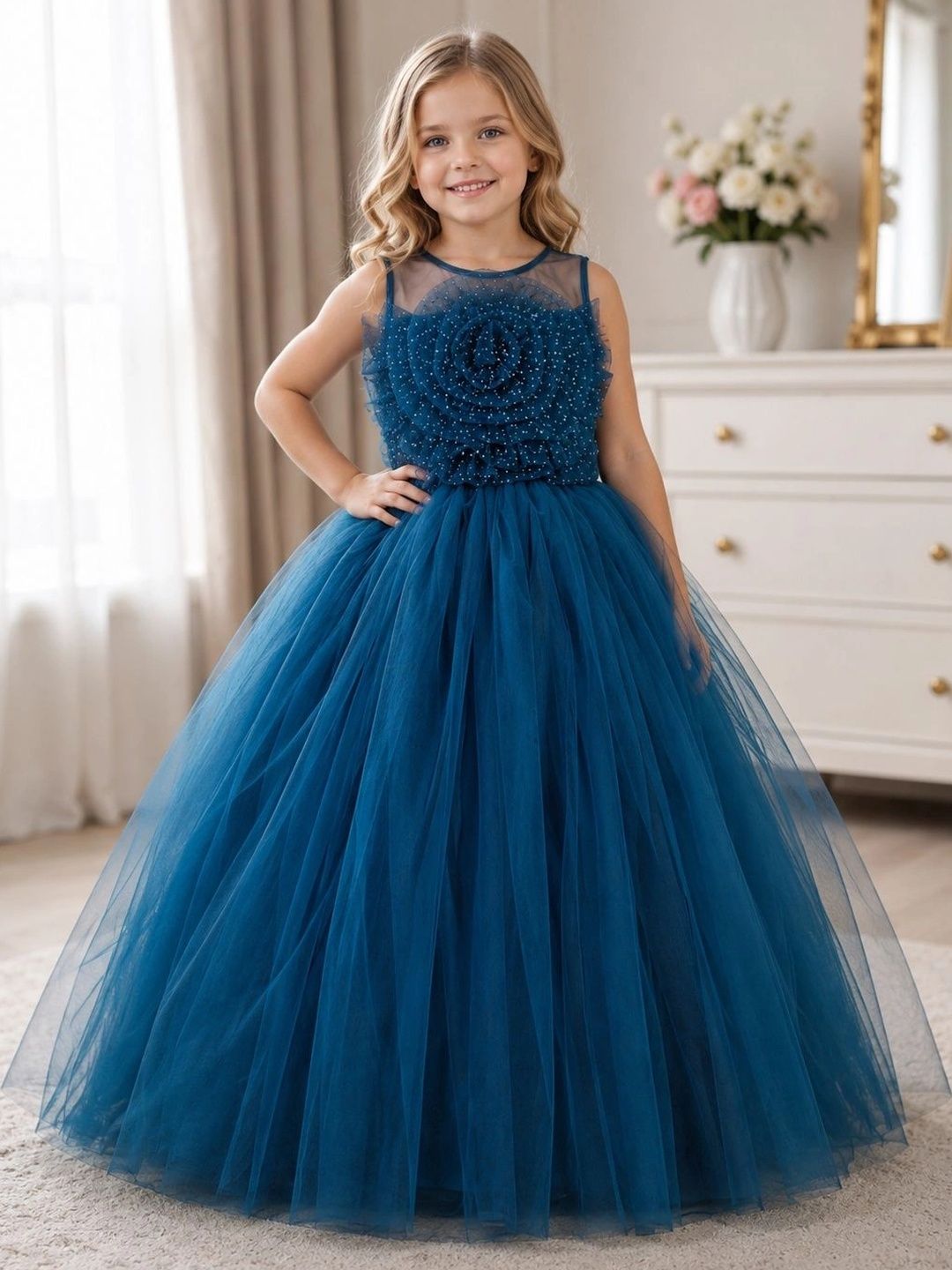 Dripteen Embellished Ruffled Net Maxi Dress-picture-19