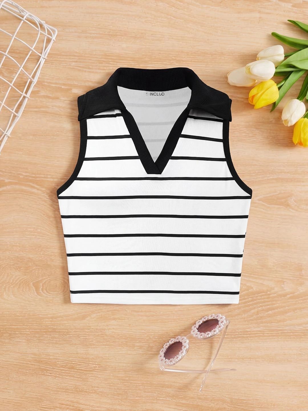 INCLUD Striped Cotton Crop Top-picture-53
