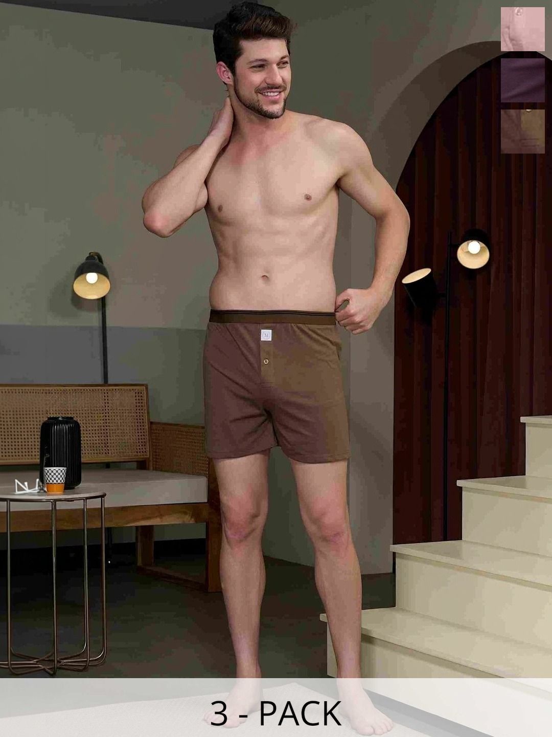 MAXZONE Pack Of 3 Pure Cotton Boxers-picture-18