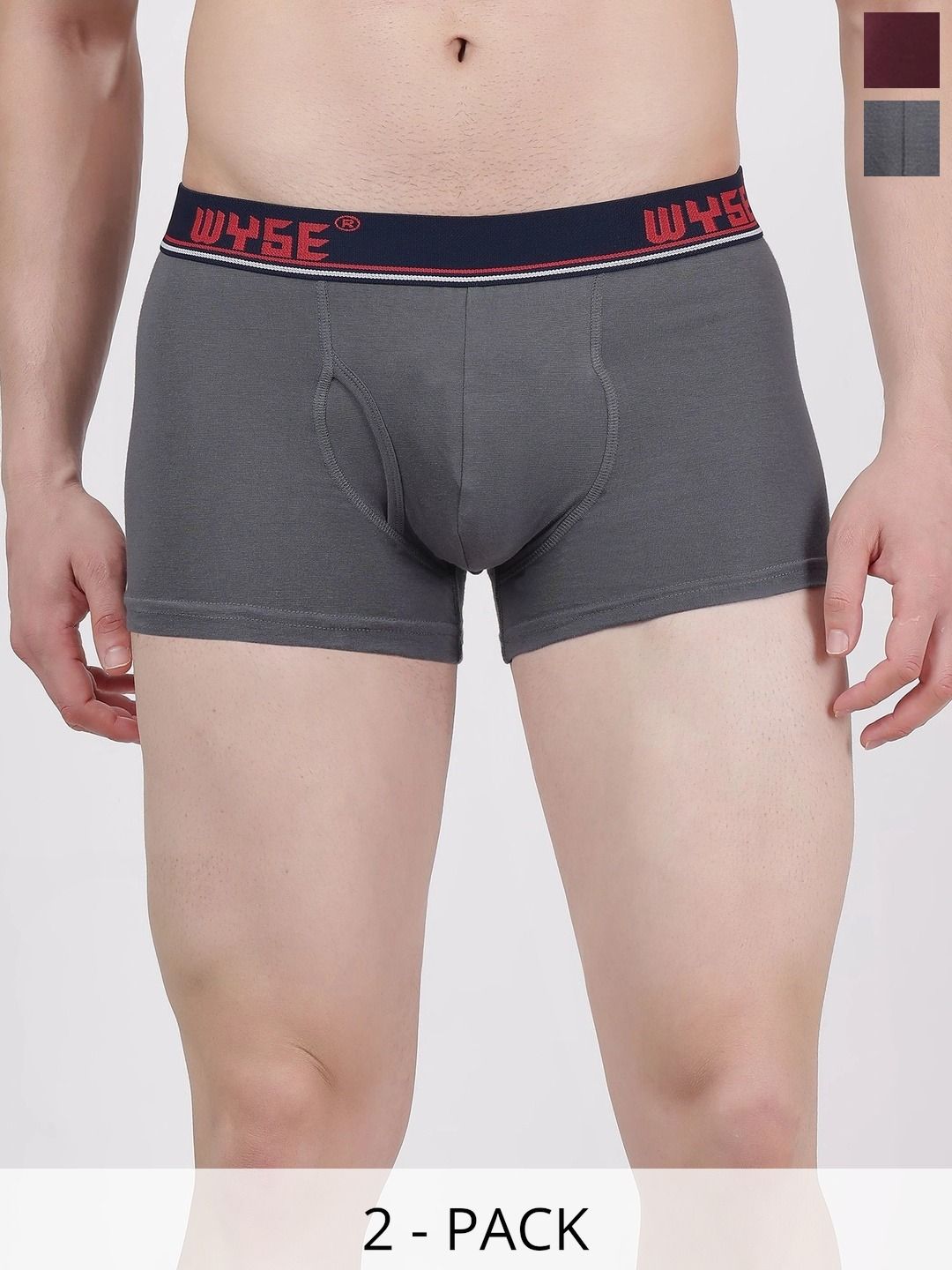 WYSE Pack of 2 Cotton Assorted Solid Trunks-picture-58