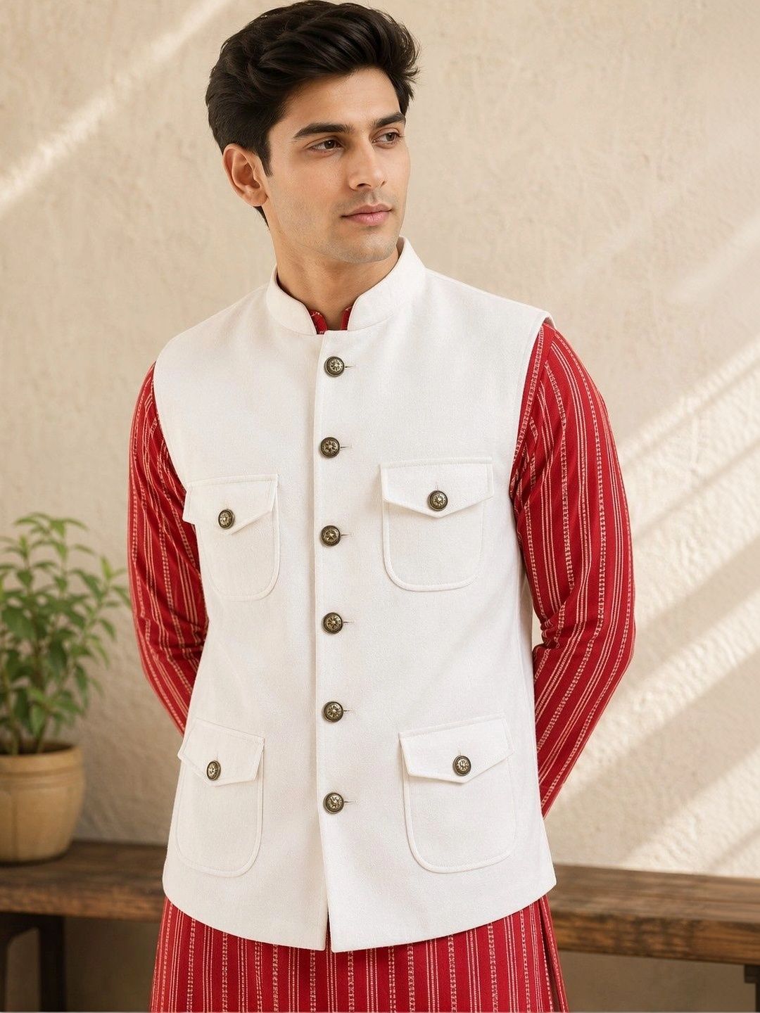 VASTRA BY LARA Mandarin Collar Nehru Jackets-picture-47