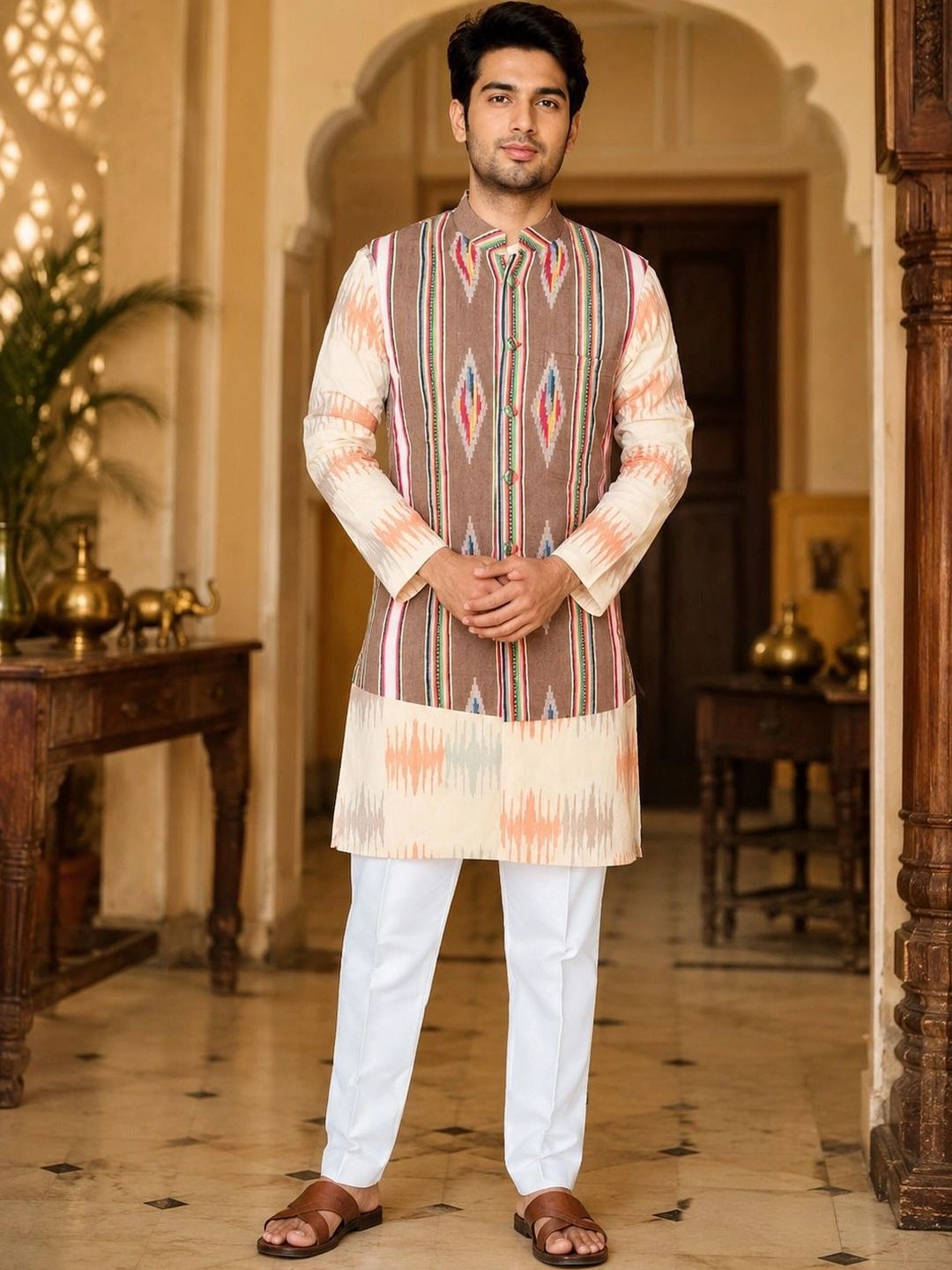 VASTRA BY LARA Printed Mandarin Collar Nehru Jackets-picture-20