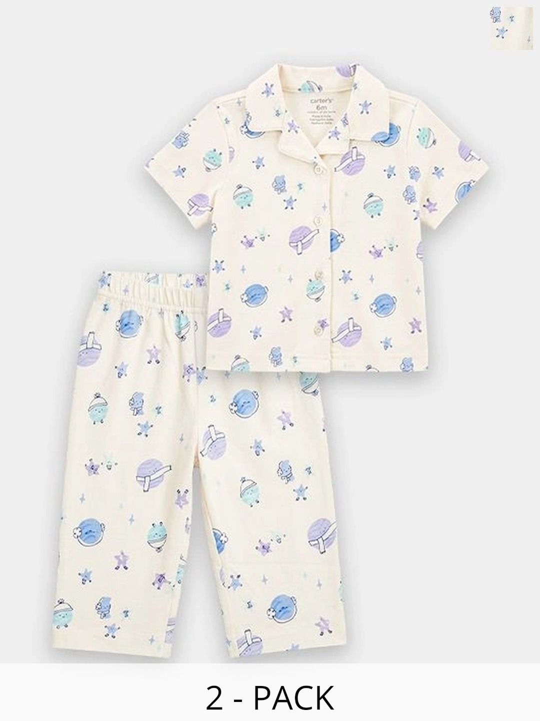Carter's Girls Printed Shirt with Pyjamas-picture-40