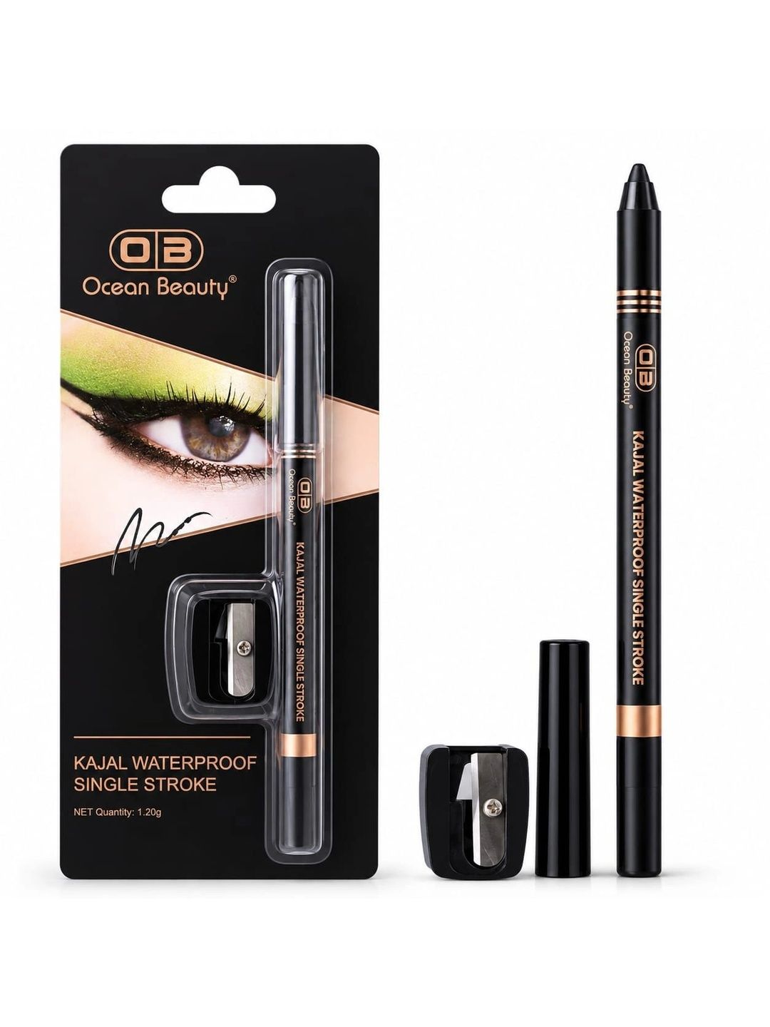 OB Ocean Beauty Smudge Proof & Waterproof Kajal Pencil With Sharpener -Black 03-image-49