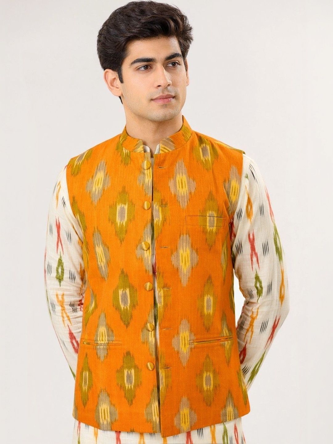VASTRA BY LARA Printed Mandarin Collar Nehru Jackets-picture-50