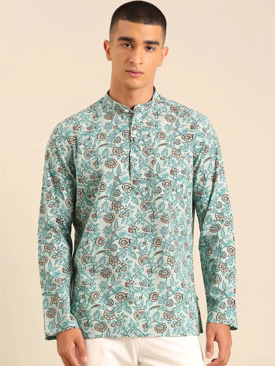 CAVALLO by Linen Club Men Floral Printed Kurta-picture-34