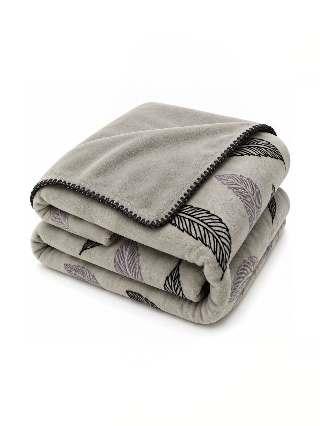 Nivasam Charcoal & Black Floral Fleece Mild Winter 400 GSM Blanket-picture-20