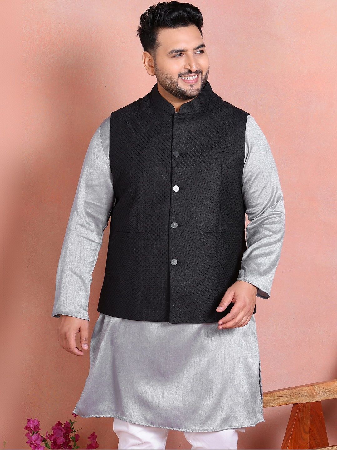 Sztori Woven Design Mandarin Collar Nehru Jackets-picture-26