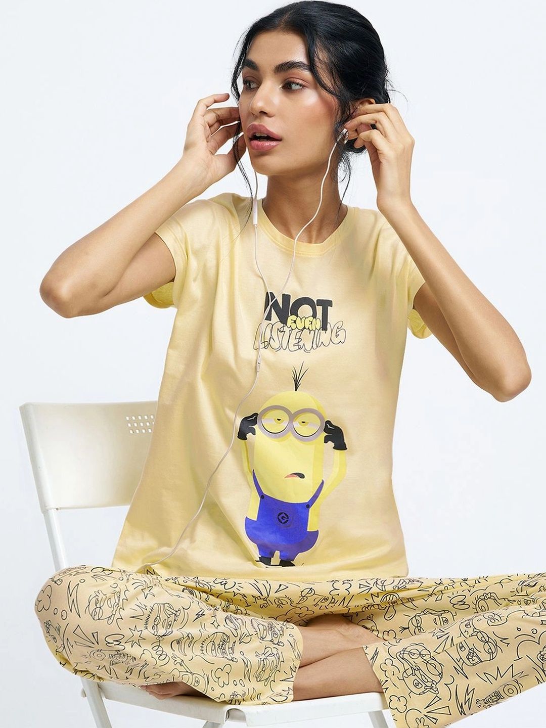 Dreamz by Pantaloons Printed Cotton Round Neck Regular Lounge Tshirts-picture-13