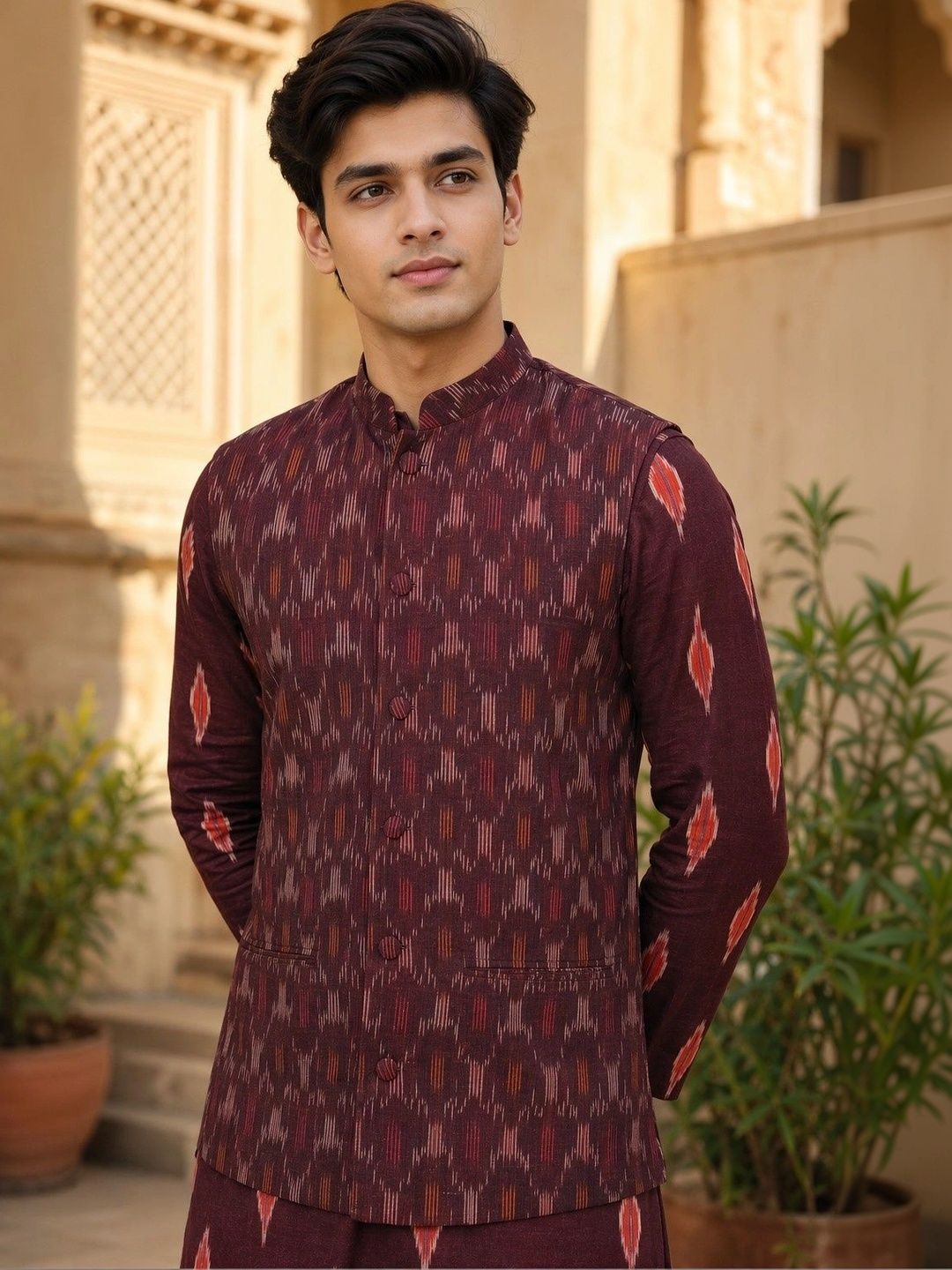 VASTRA BY LARA Printed Mandarin Collar Nehru Jackets-picture-42