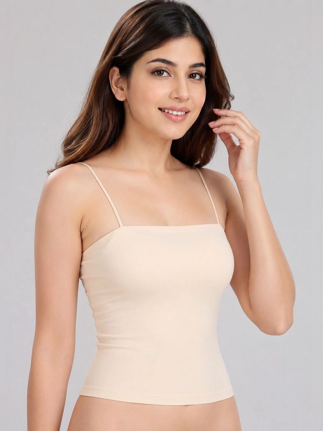 Qenixo Nylon Lightly Padded Camisoles-image-22