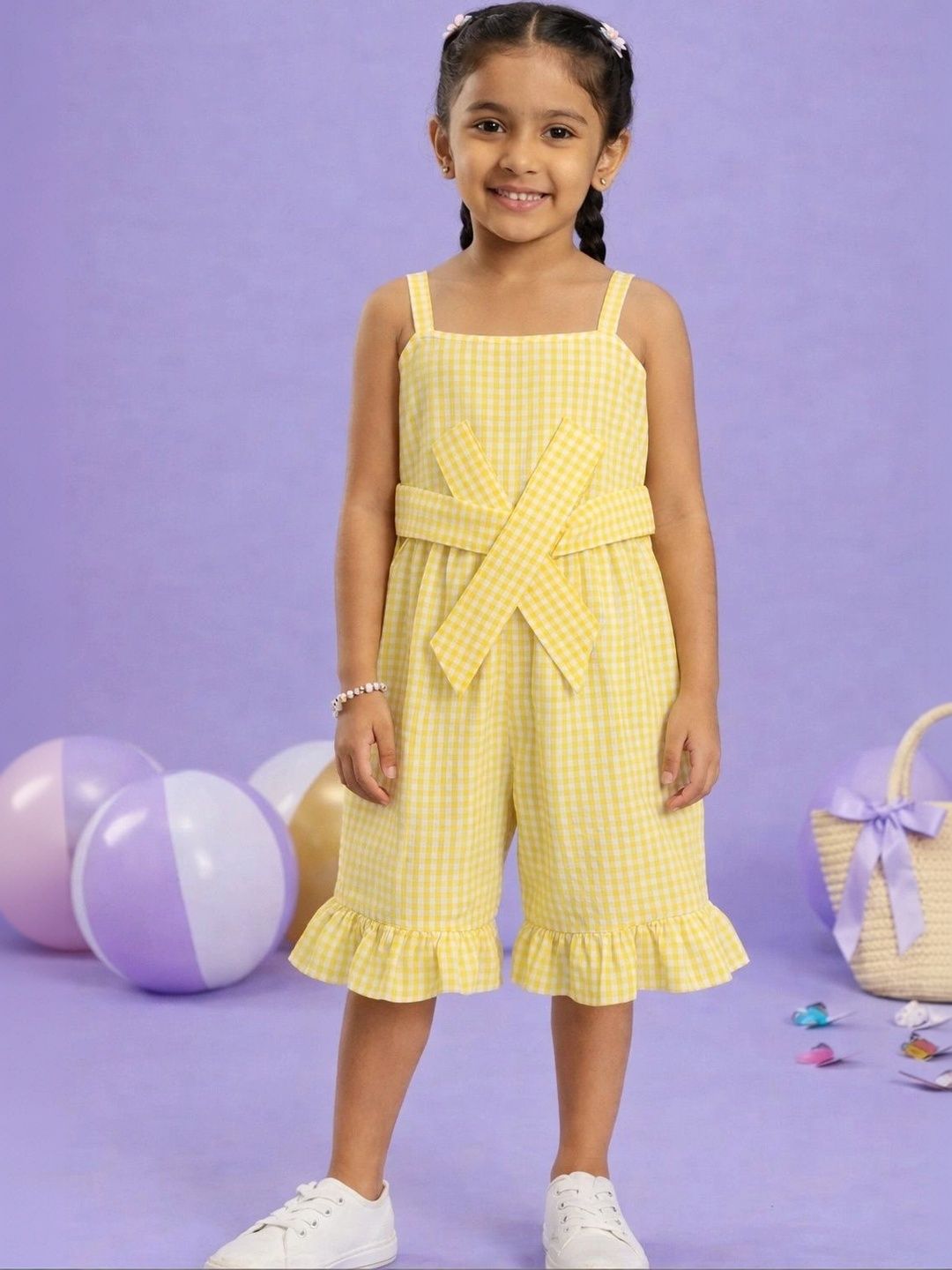 HERE&NOW Girls Checked Fit & Flare Jumsuits-picture-33