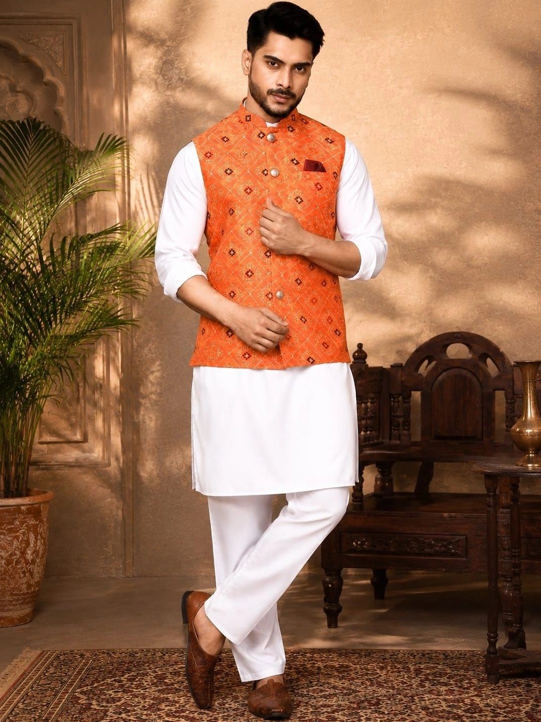 TRENDS OF ETHNIC Printed Mandarin Collar Nehru Jackets-picture-32