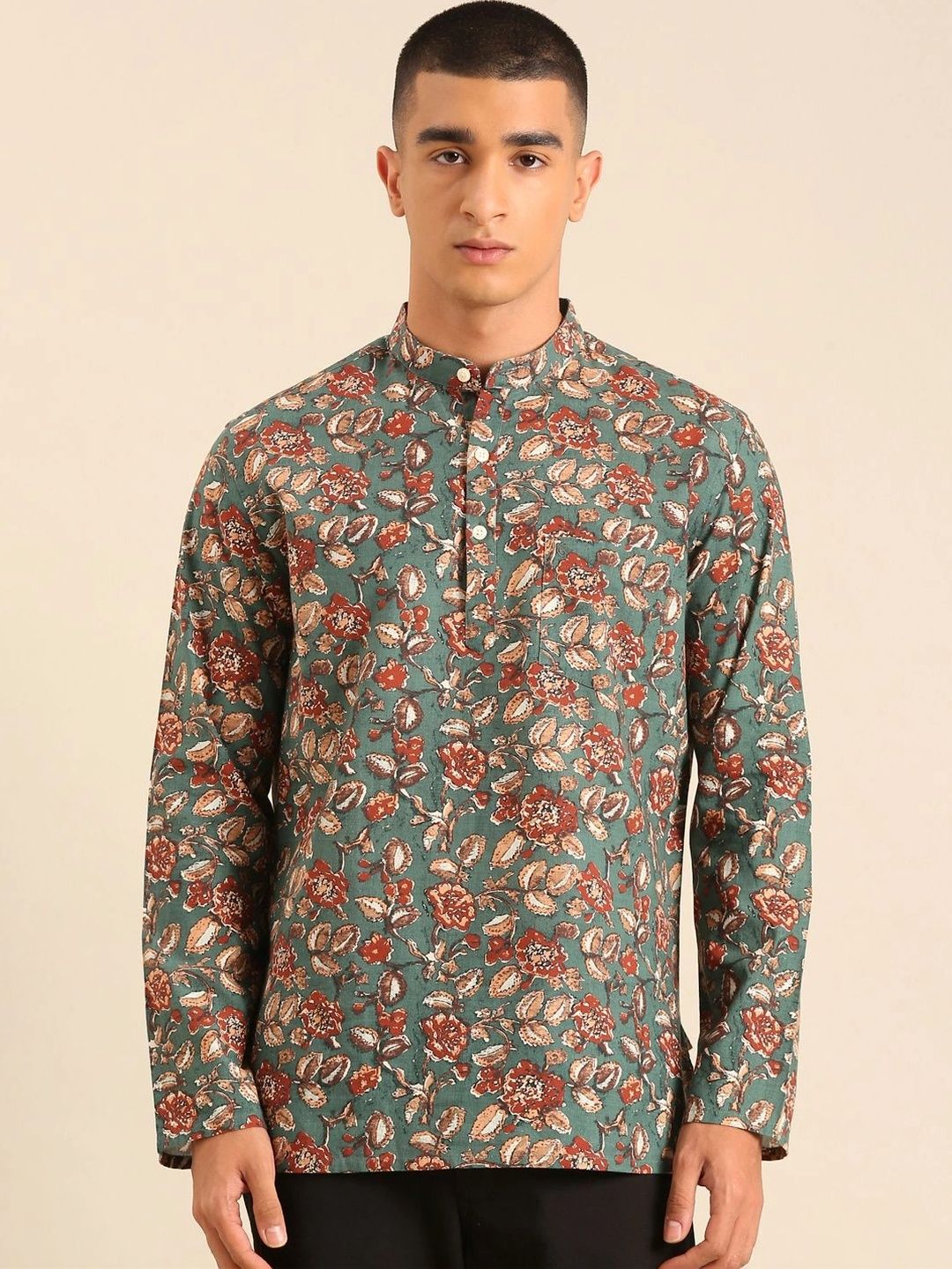 CAVALLO by Linen Club Men Floral Printed Floral Kurta-picture-23