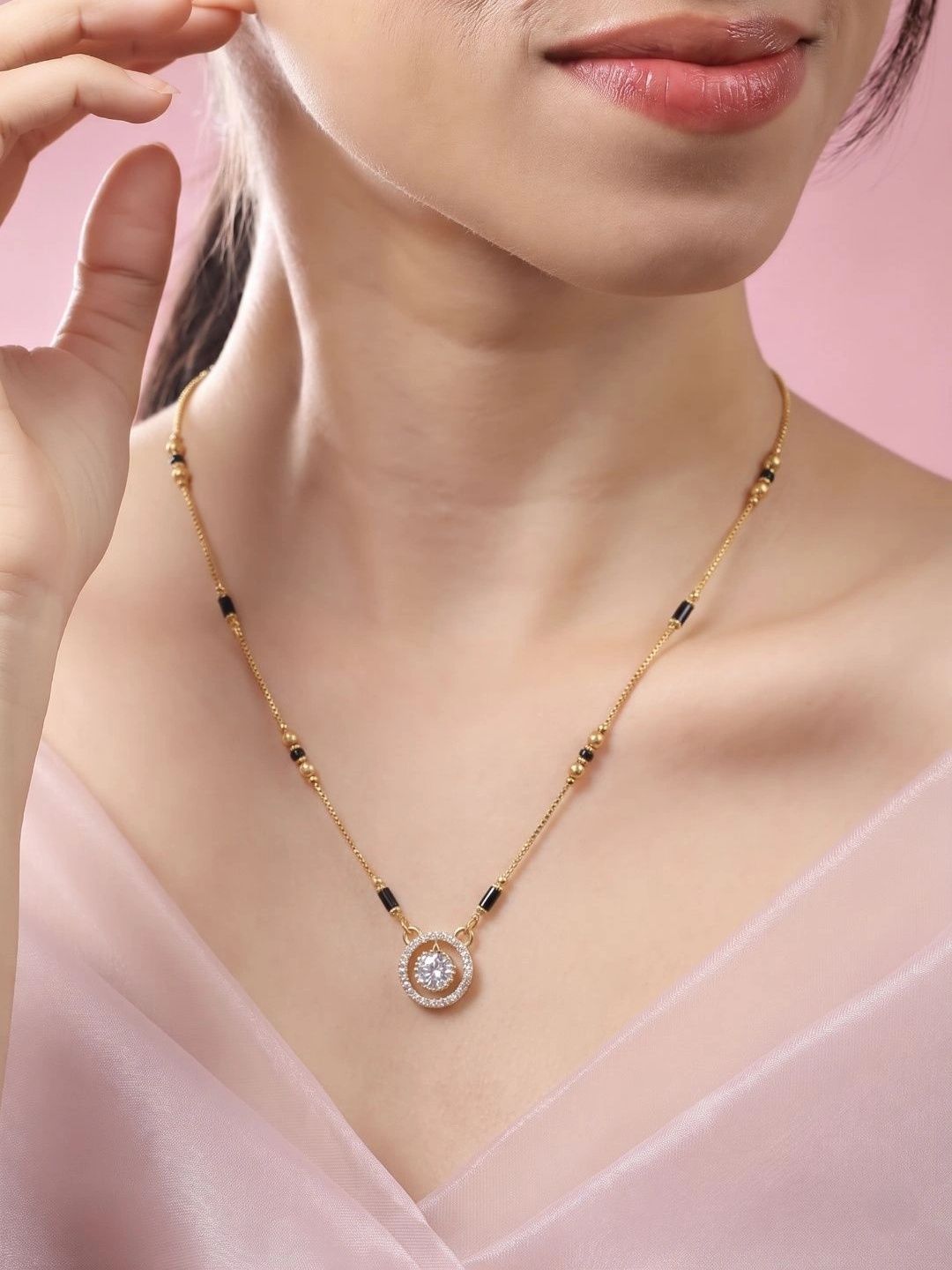 RUVIA Jewels Gold-Plated Artificial Stones and Beads Mangalsutra-picture-37